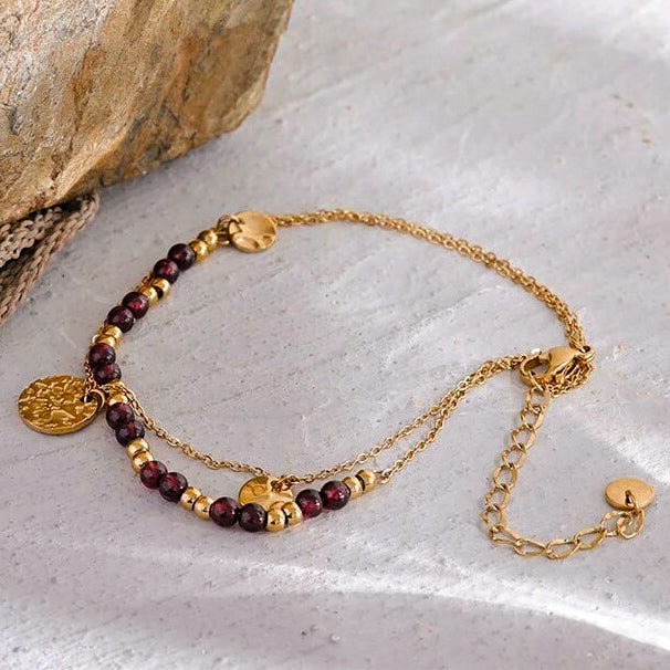 DOUBLE BEADED COIN ANKLET