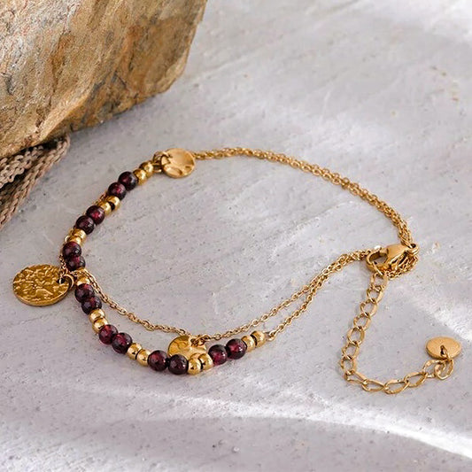 DOUBLE BEADED COIN ANKLET