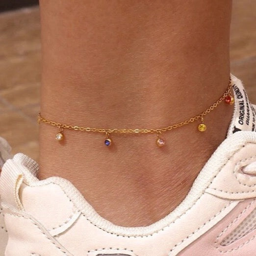 DAINTY RAINBOW CZ ANKLET