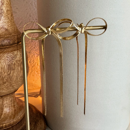 GOLD DROP BOW EARRING