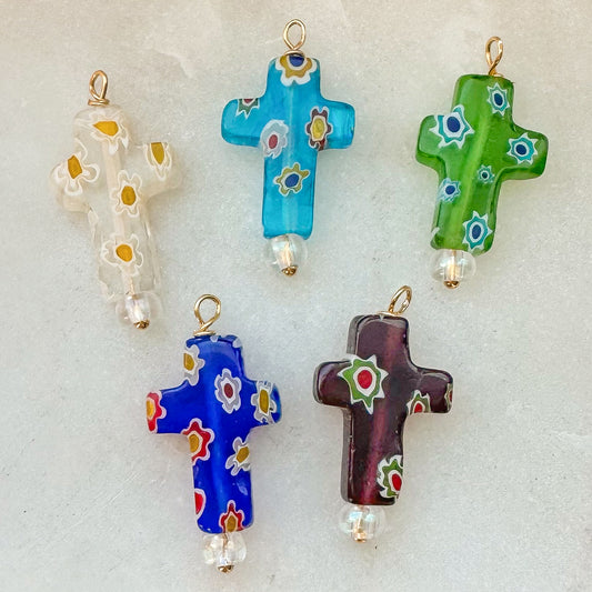 GLASS CROSS CHARM