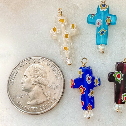 GLASS CROSS CHARM