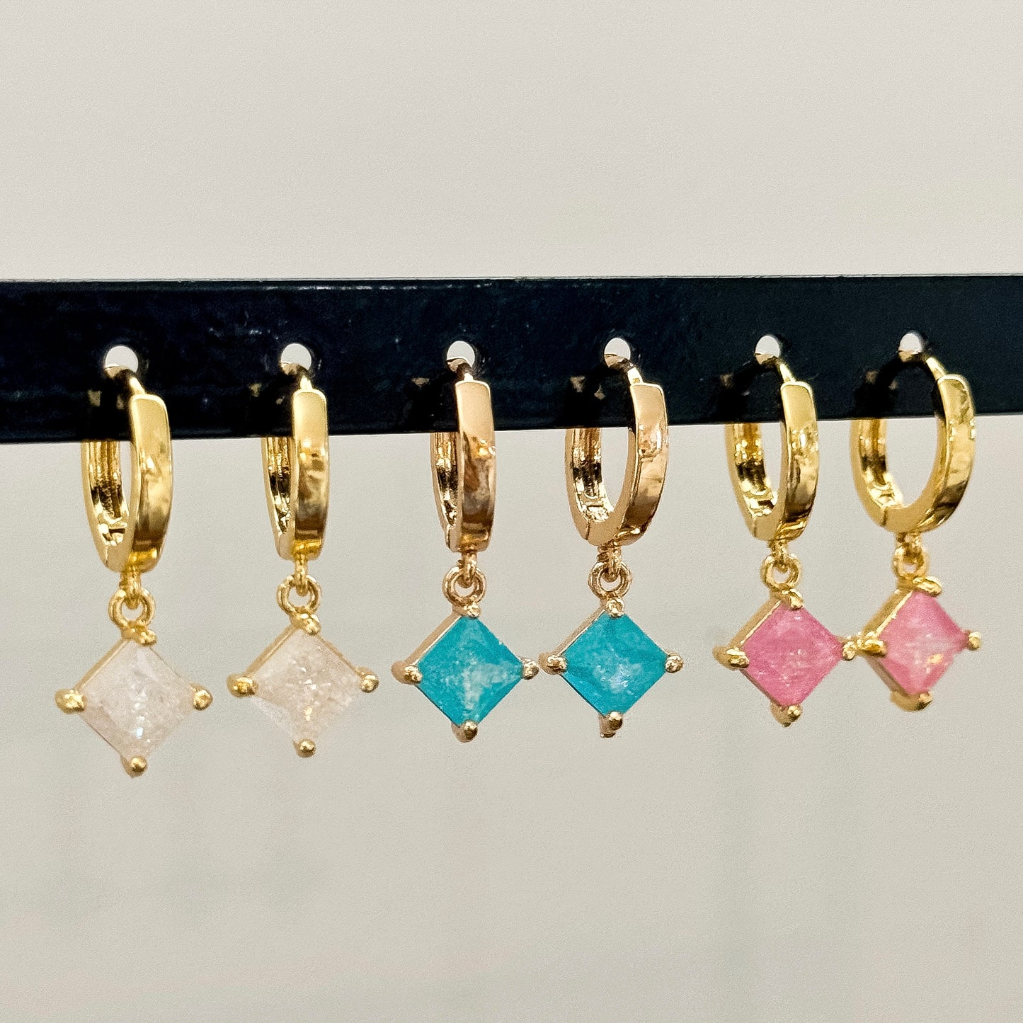 GEM DROP HOOP EARRINGS