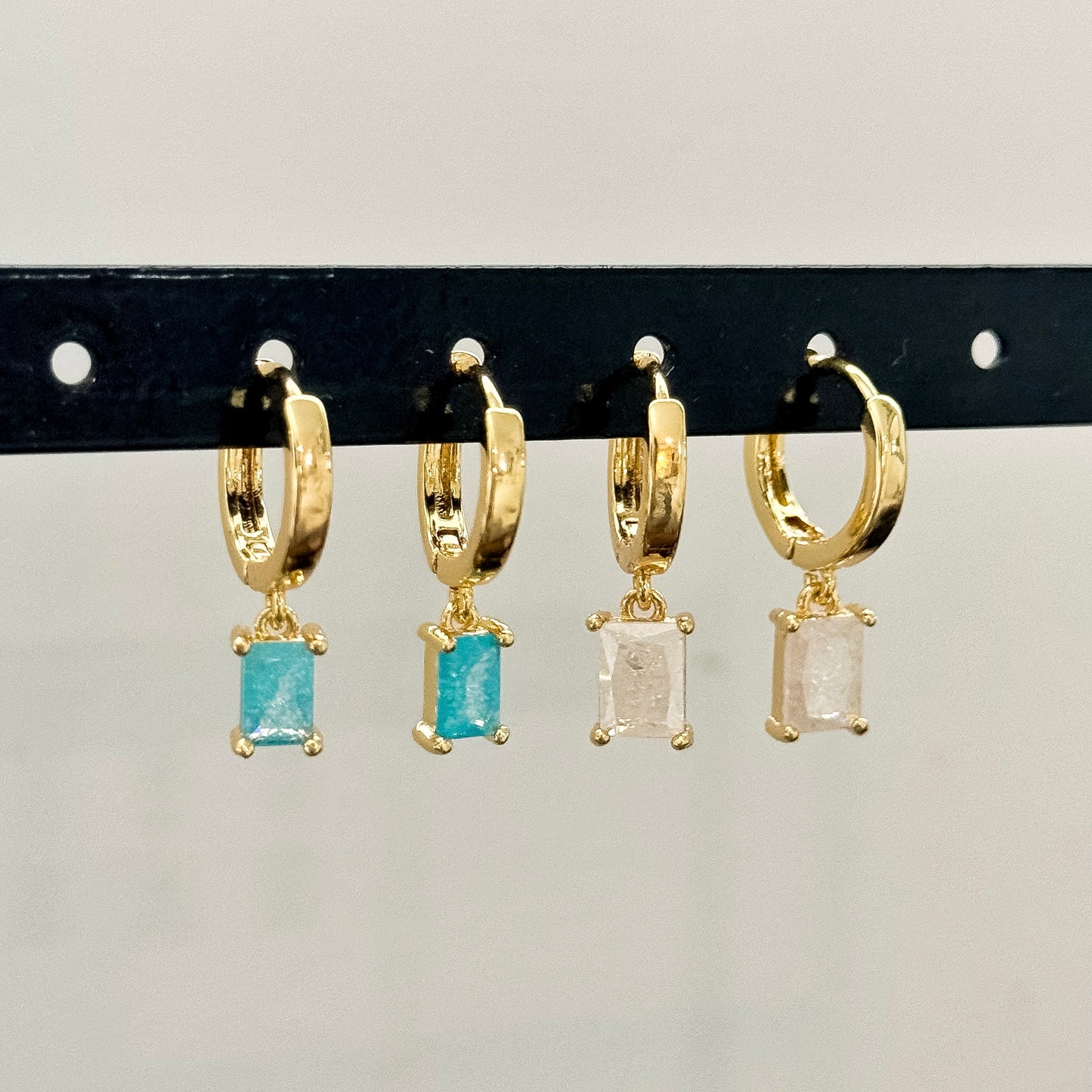 GEM DROP HOOP EARRINGS