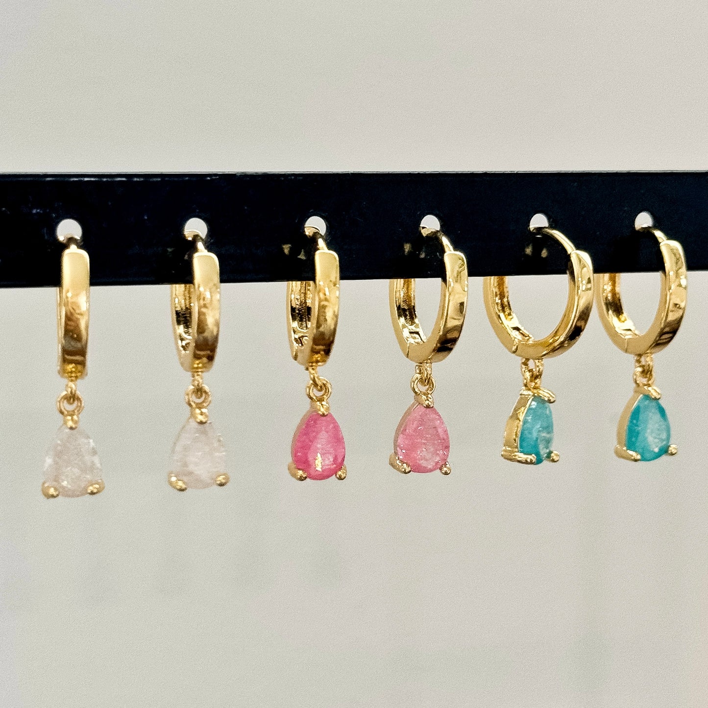 GEM DROP HOOP EARRINGS