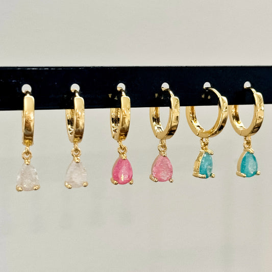 GEM DROP HOOP EARRINGS