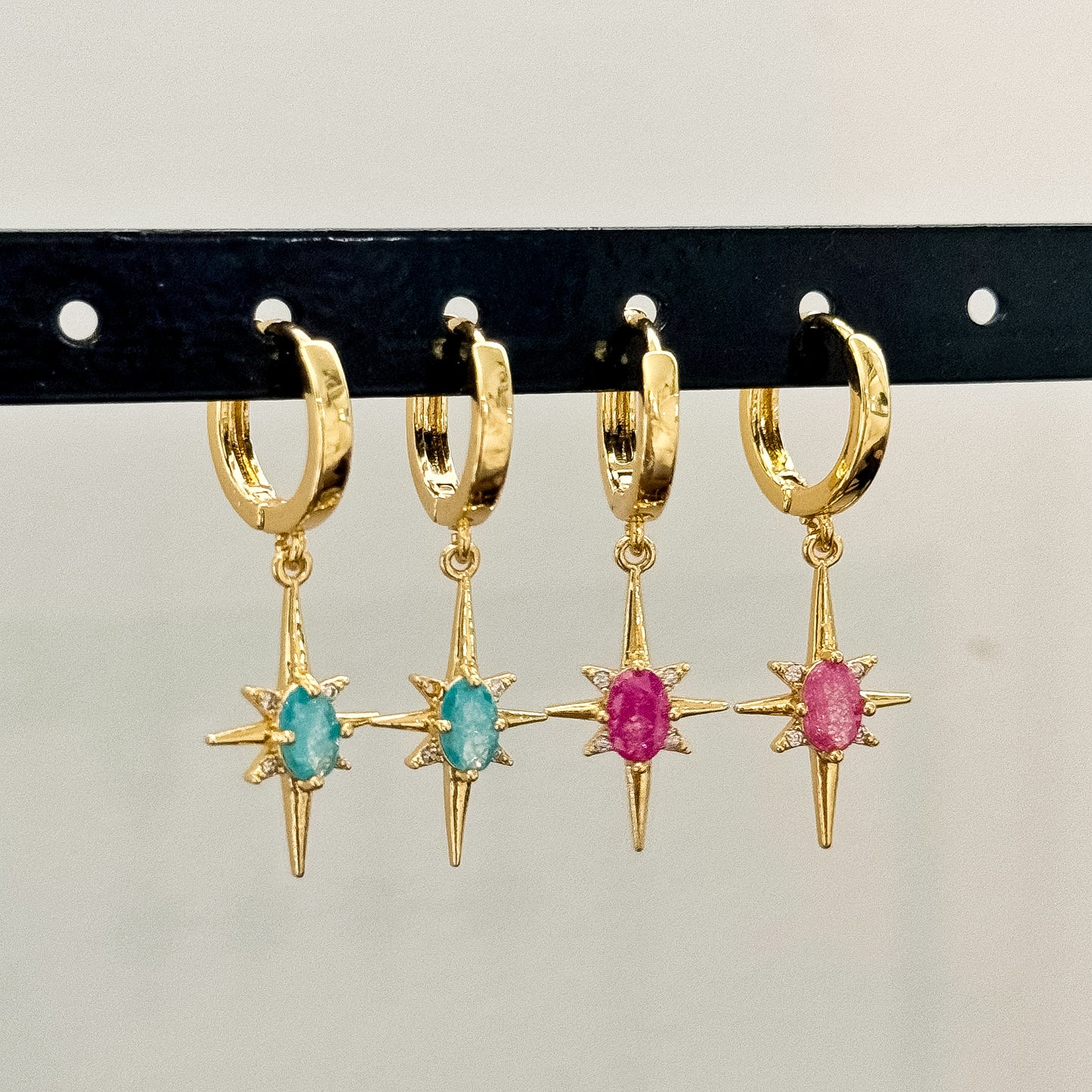 STAR GEM HOOP EARRINGS