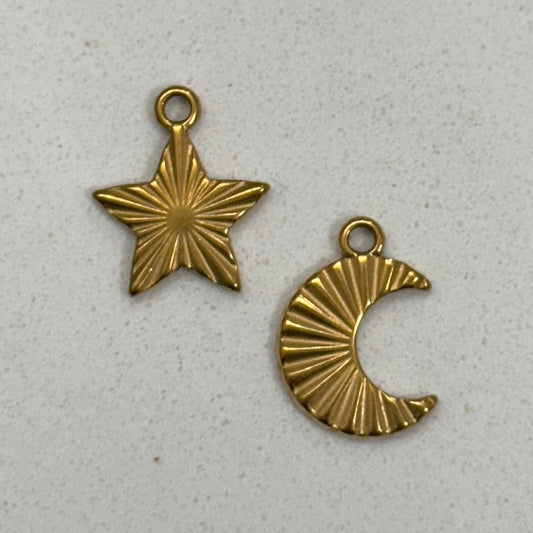 DETAILED STAR + MOON CHARM