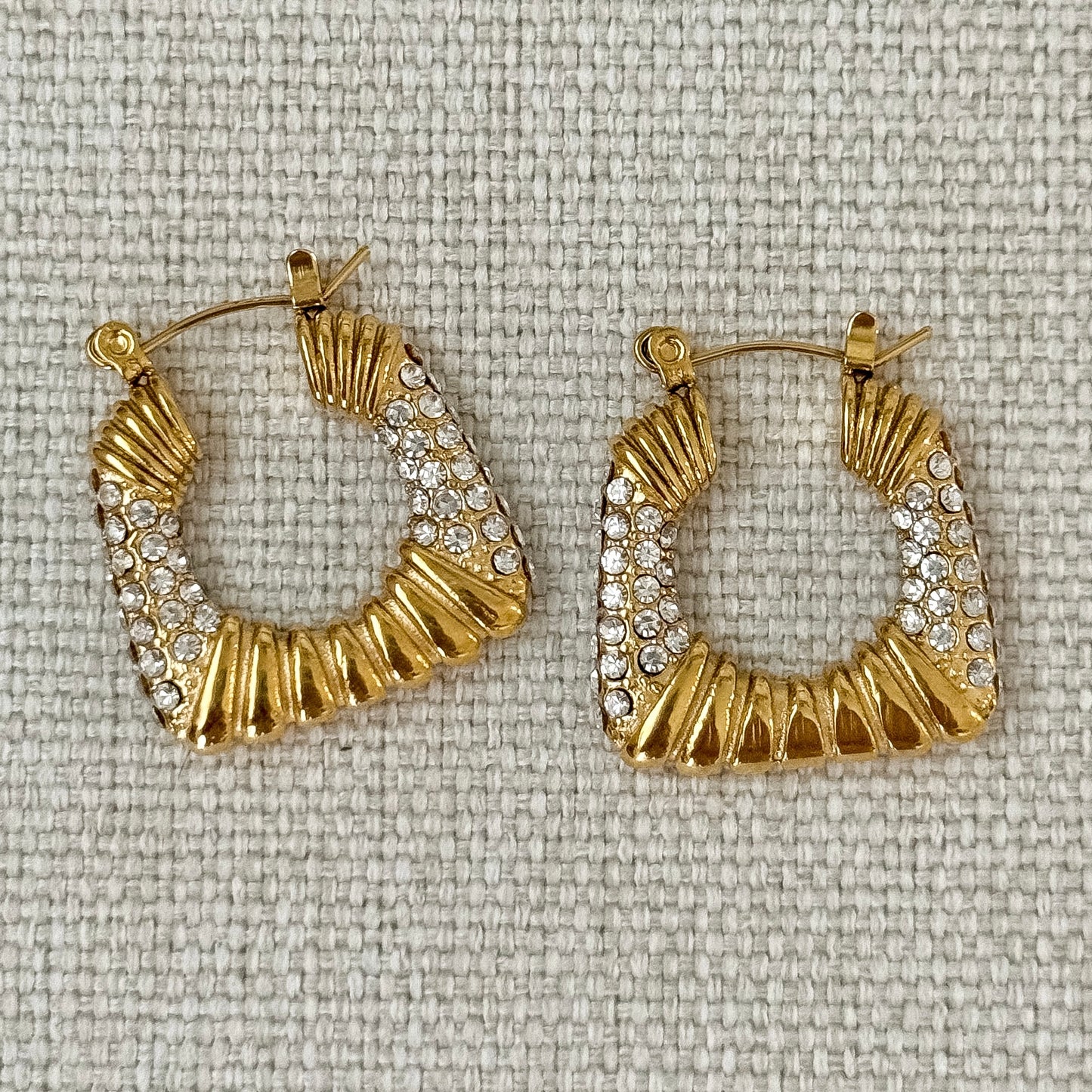 SPARKLE RETRO HOOP EARRINGS