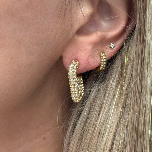 RETANGLE SPARKLE HOOP EARRINGS