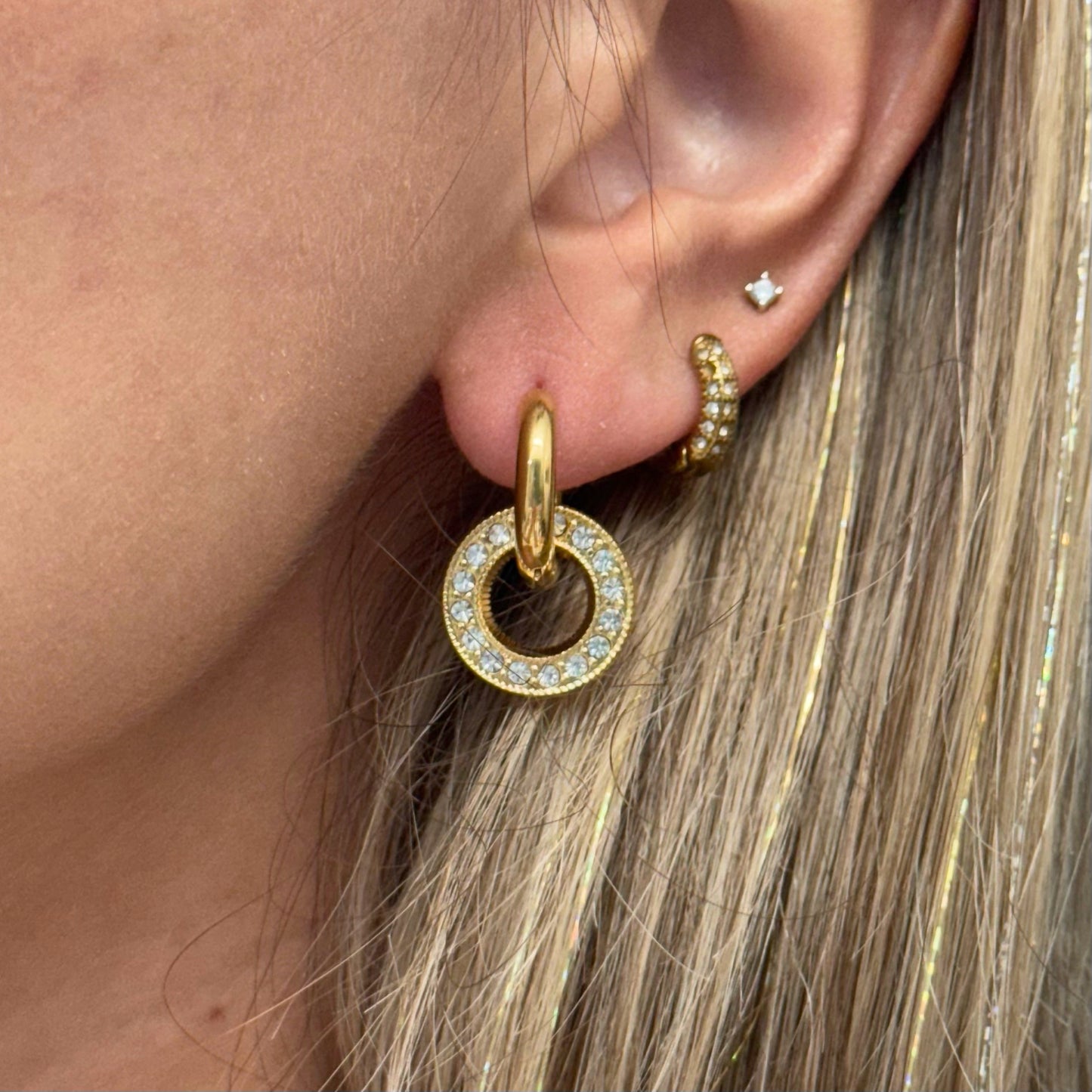 SPARKLE CIRCLE HOOP EARRINGS