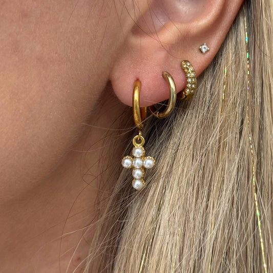 PEARL CROSS EARRINGS