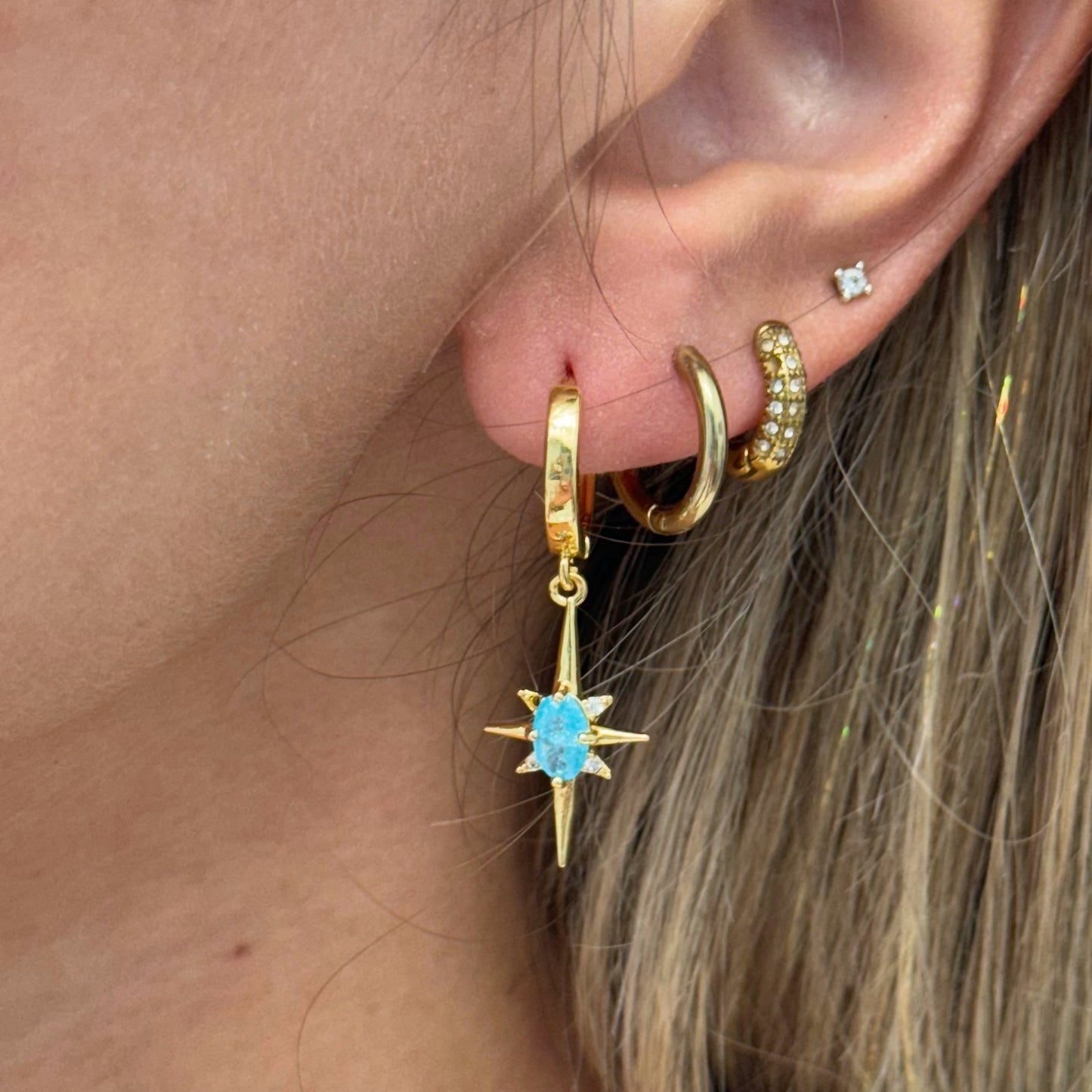 STAR GEM HOOP EARRINGS