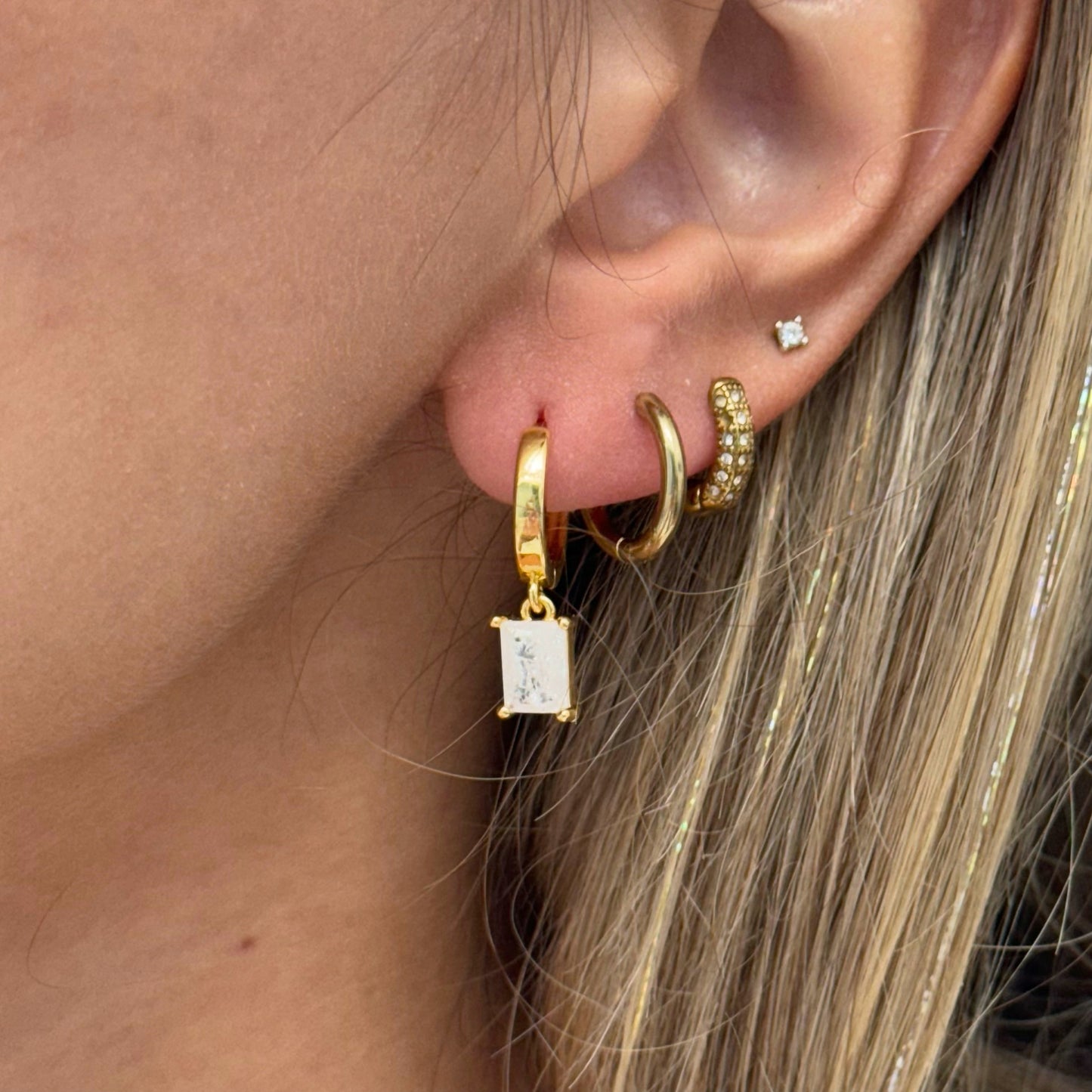 GEM DROP HOOP EARRINGS