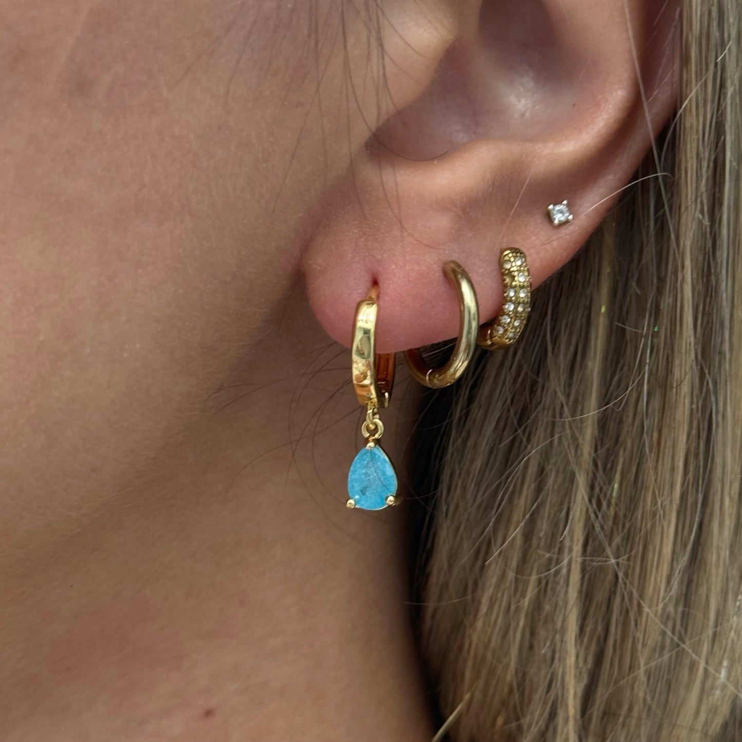 GEM DROP HOOP EARRINGS