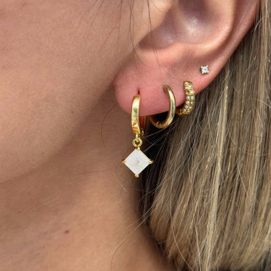 GEM DROP HOOP EARRINGS