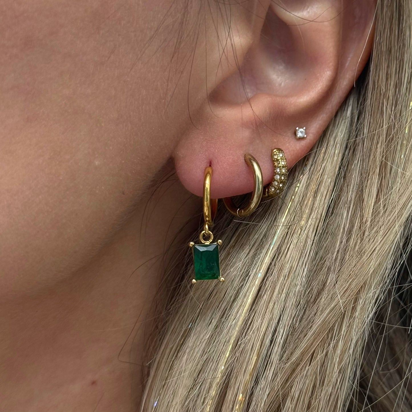 EMERALD HOOP EARRINGS