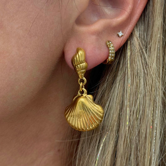 DOUBLE SHELL DANGLE EARRINGS