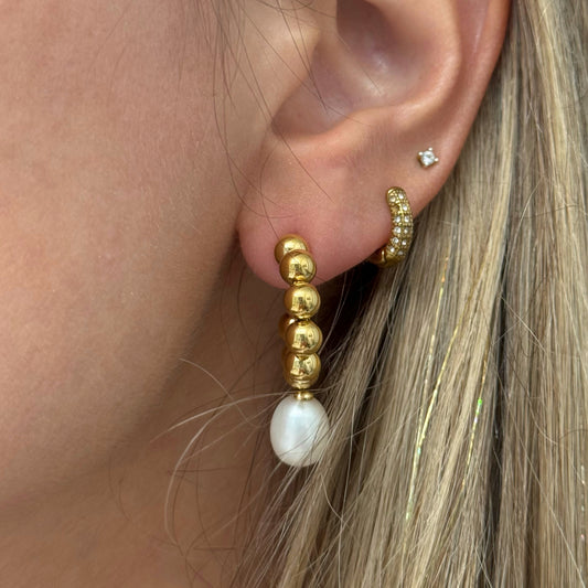 BUBBLE PEARL HOOP EARRINGS