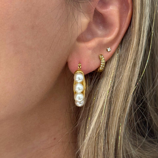 PEARL STUDDED HOOP EARRINGS