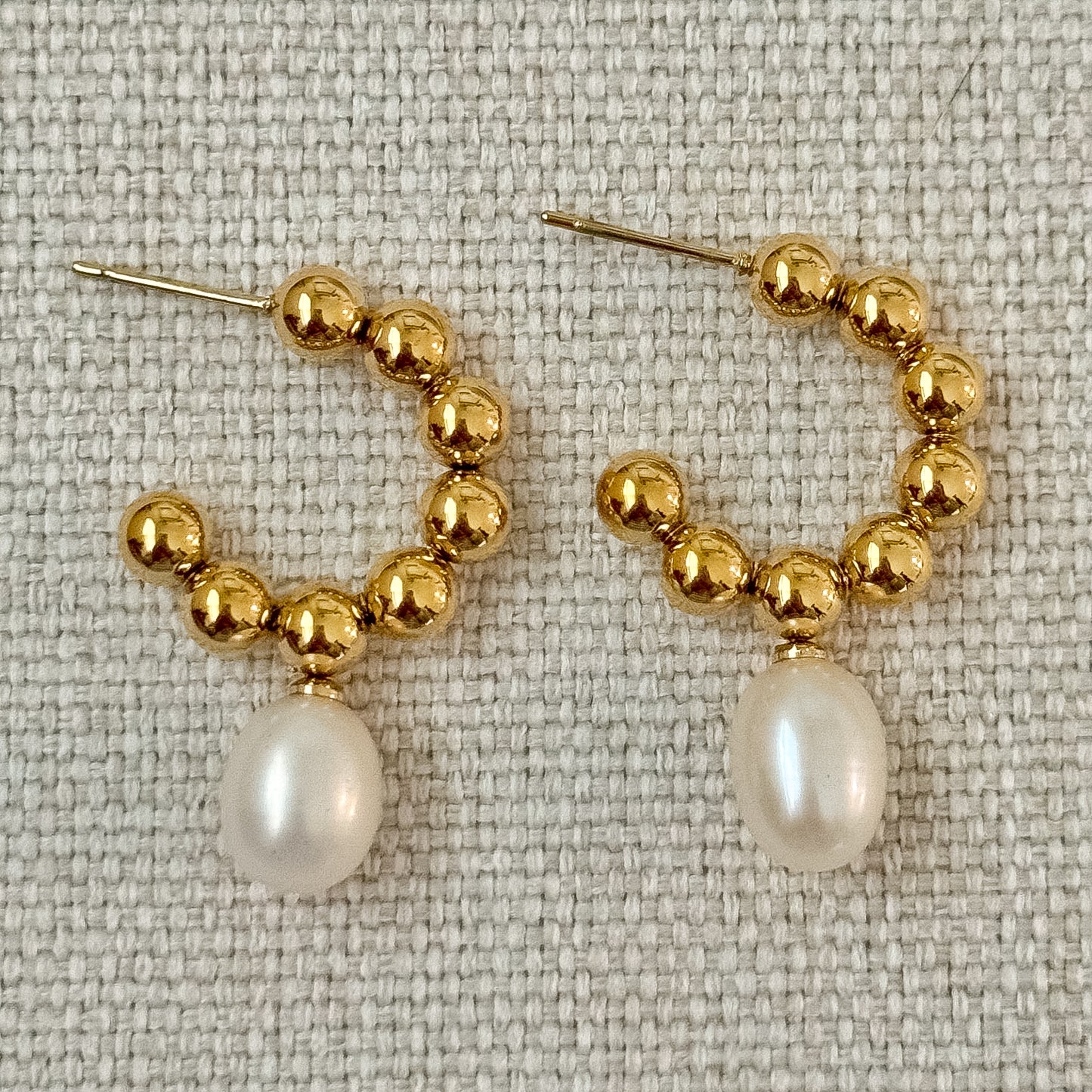 BUBBLE PEARL HOOP EARRINGS