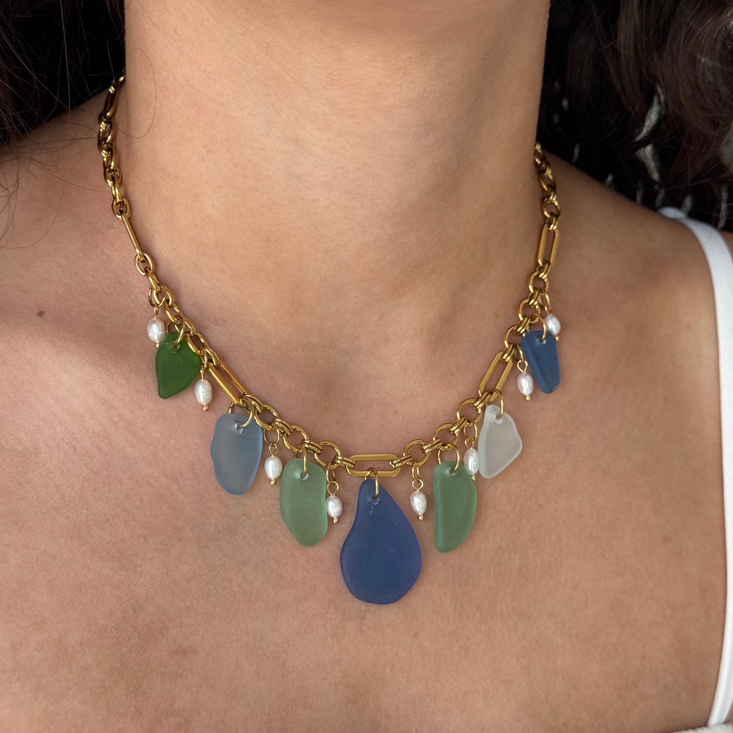 SEA GLASS CHARM NECKLACE