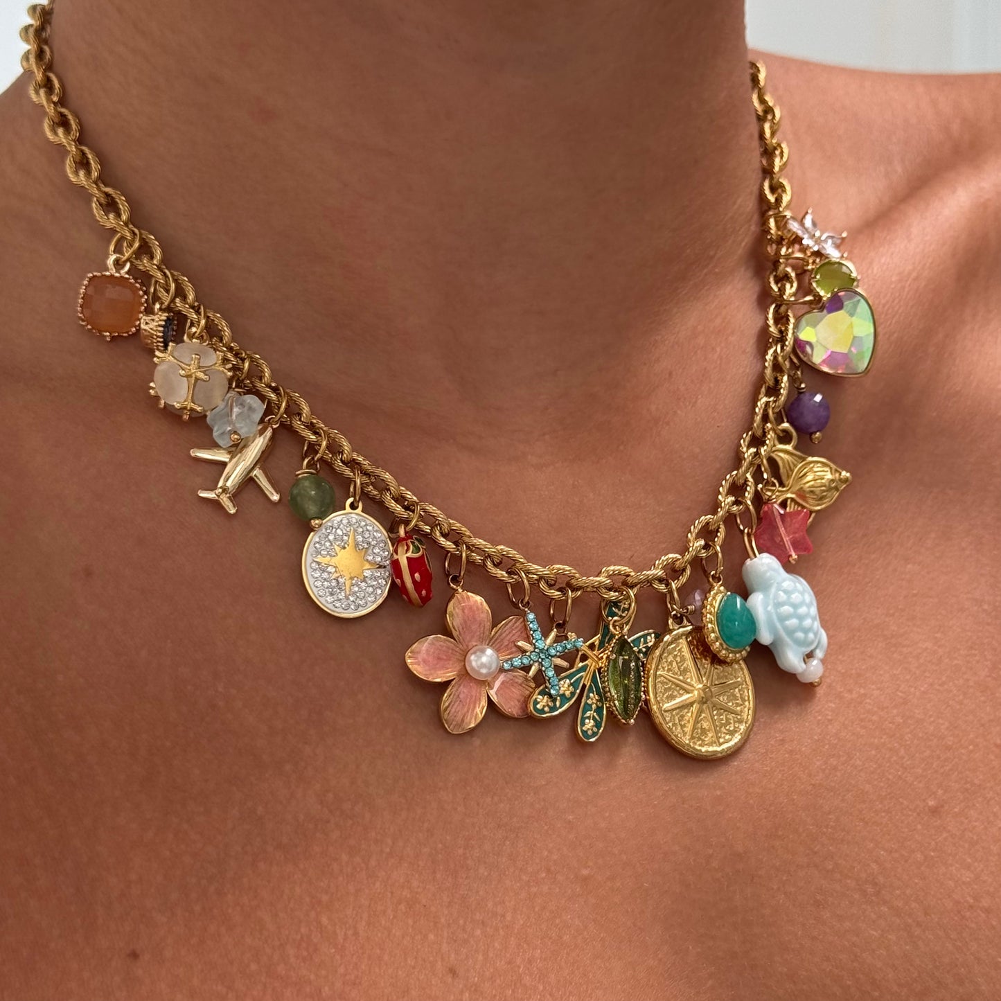 BIT OF EVERYTHING CLUSTER CHARM NECKLACE