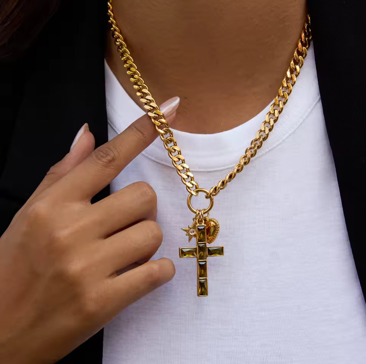OLIVE GROW CROSS NECKLACE