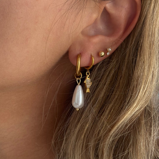 PEARL DROP HOOP EARRINGS