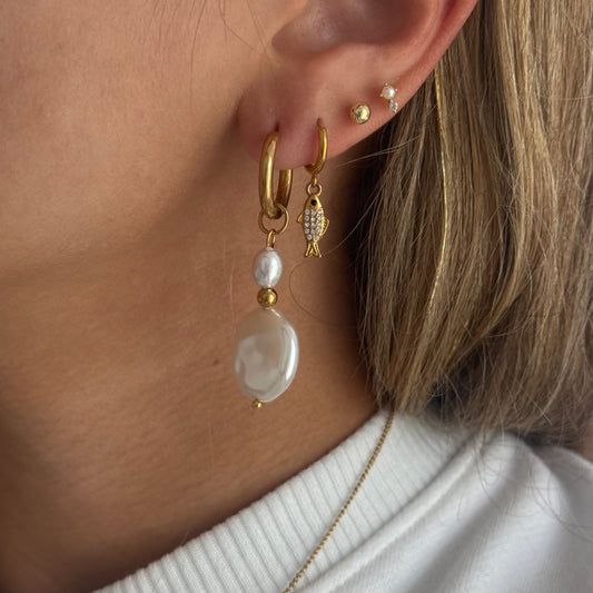 PEARL HOOP EARRINGS