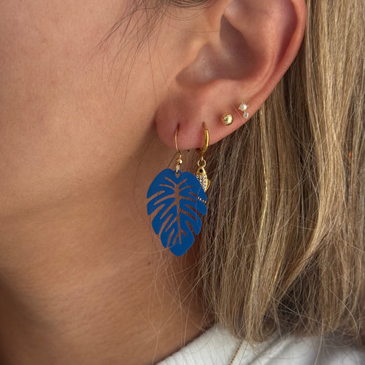 BLUE MONSTERA EARRINGS