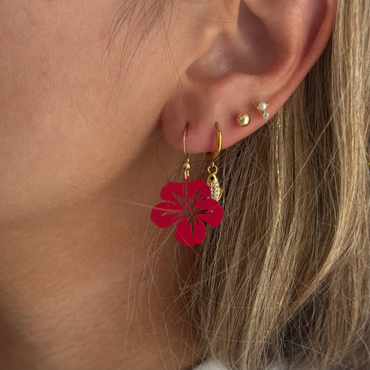PINK HIBISCUS EARRINGS