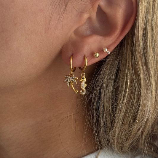 CRYSTAL PALM TREE HOOP EARRINGS