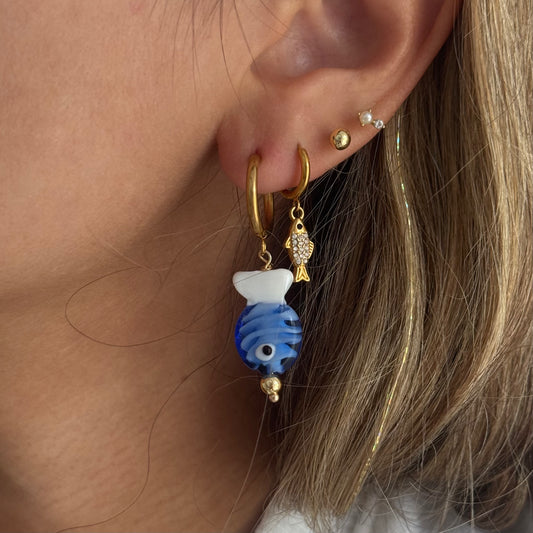 BLUE FISH HOOP EARRINGS