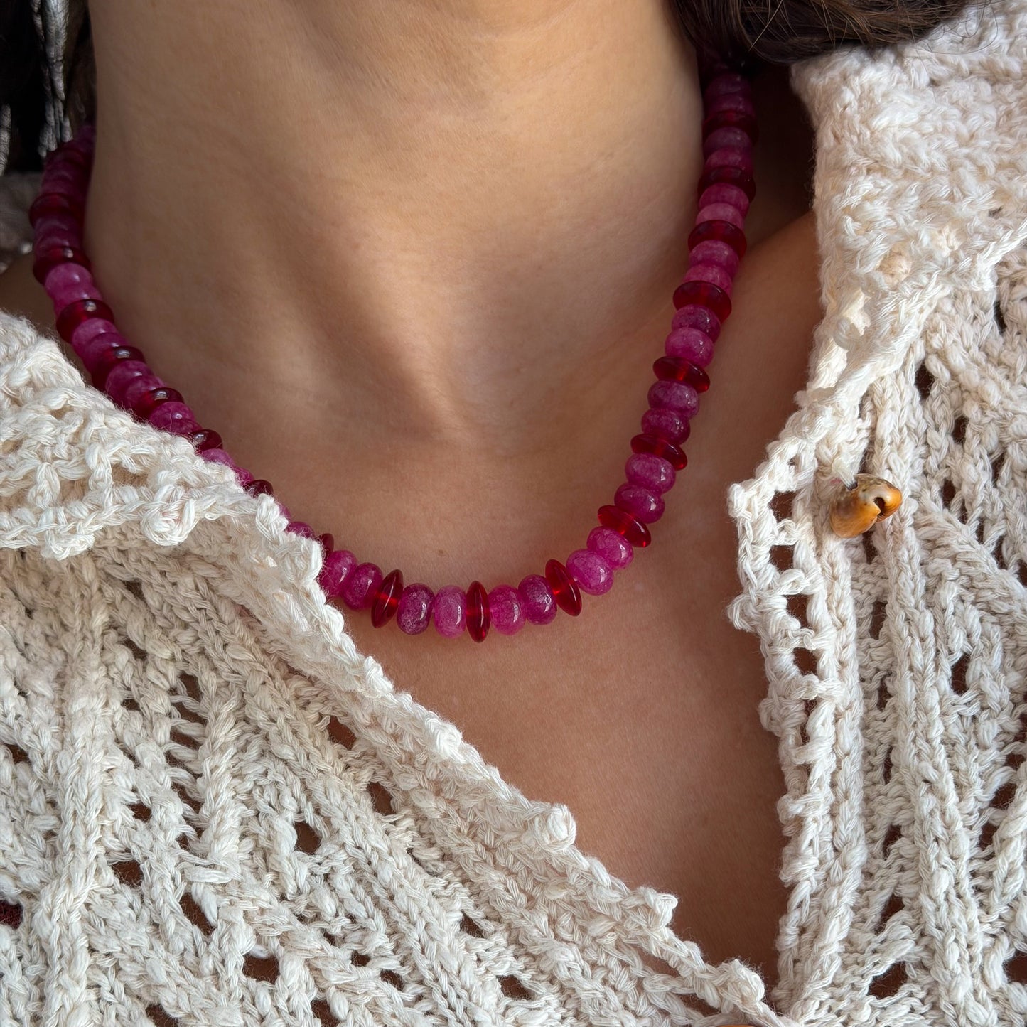 CHERRY COLA BEADED NECKLACE