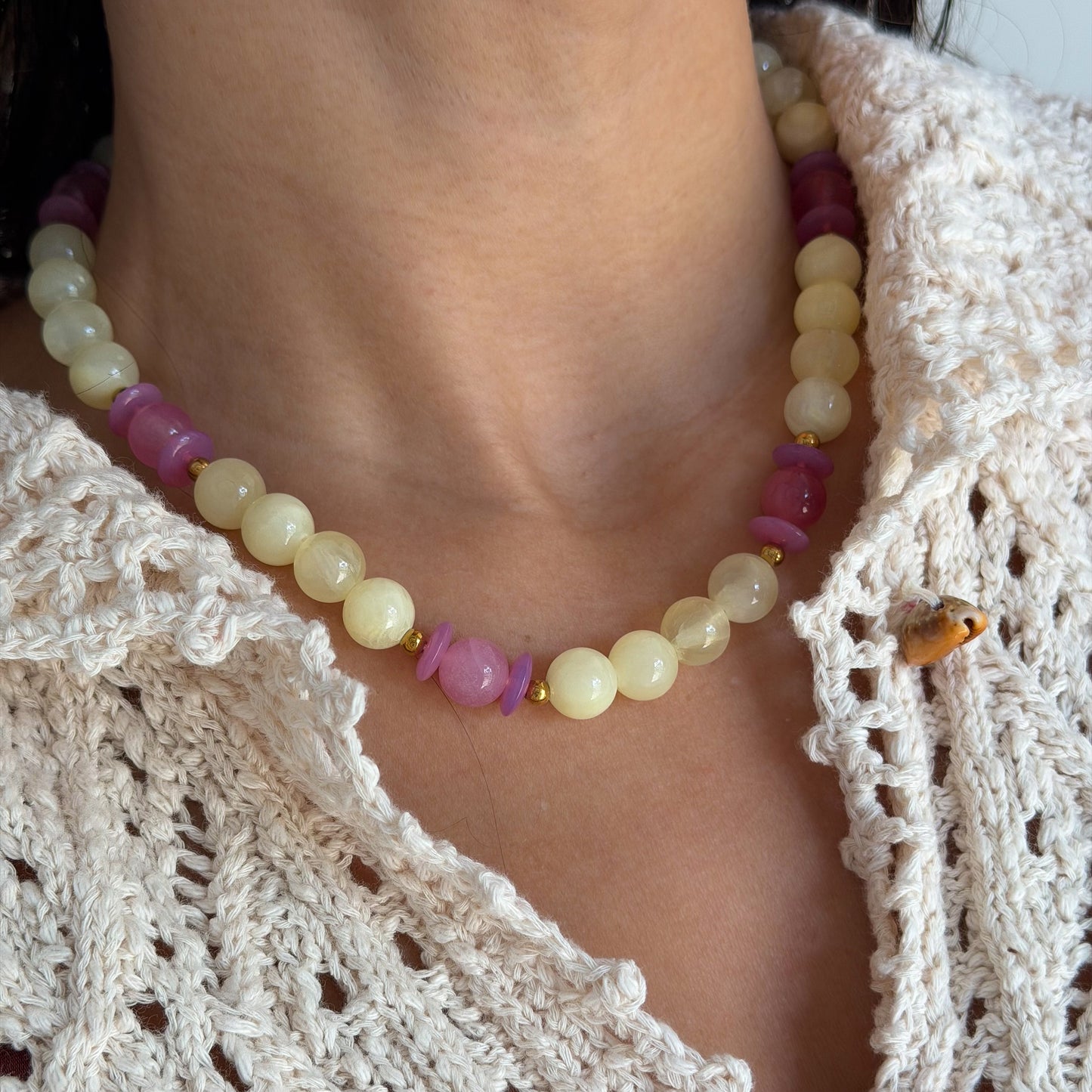 PINK LEMONADE BEADED NECKLACE