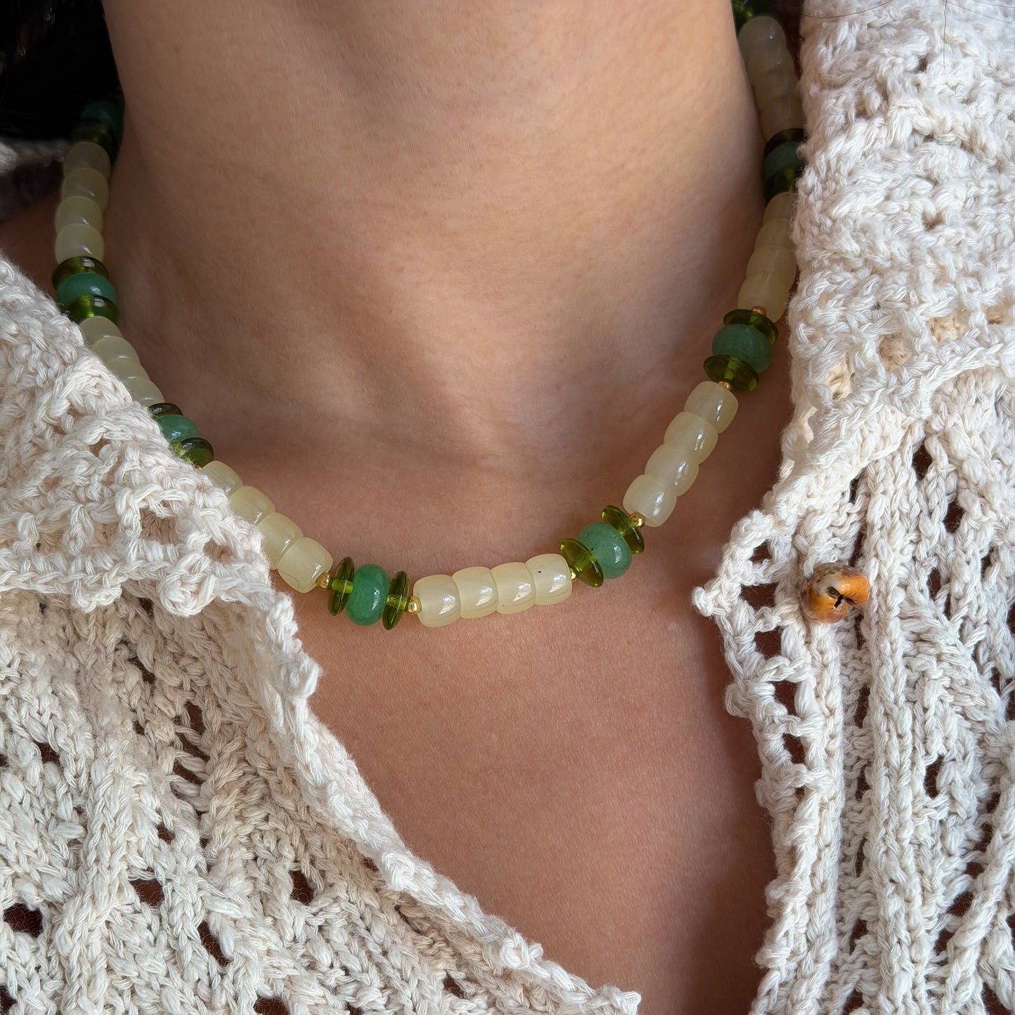 LEMON LIME BEADED NECKLACE