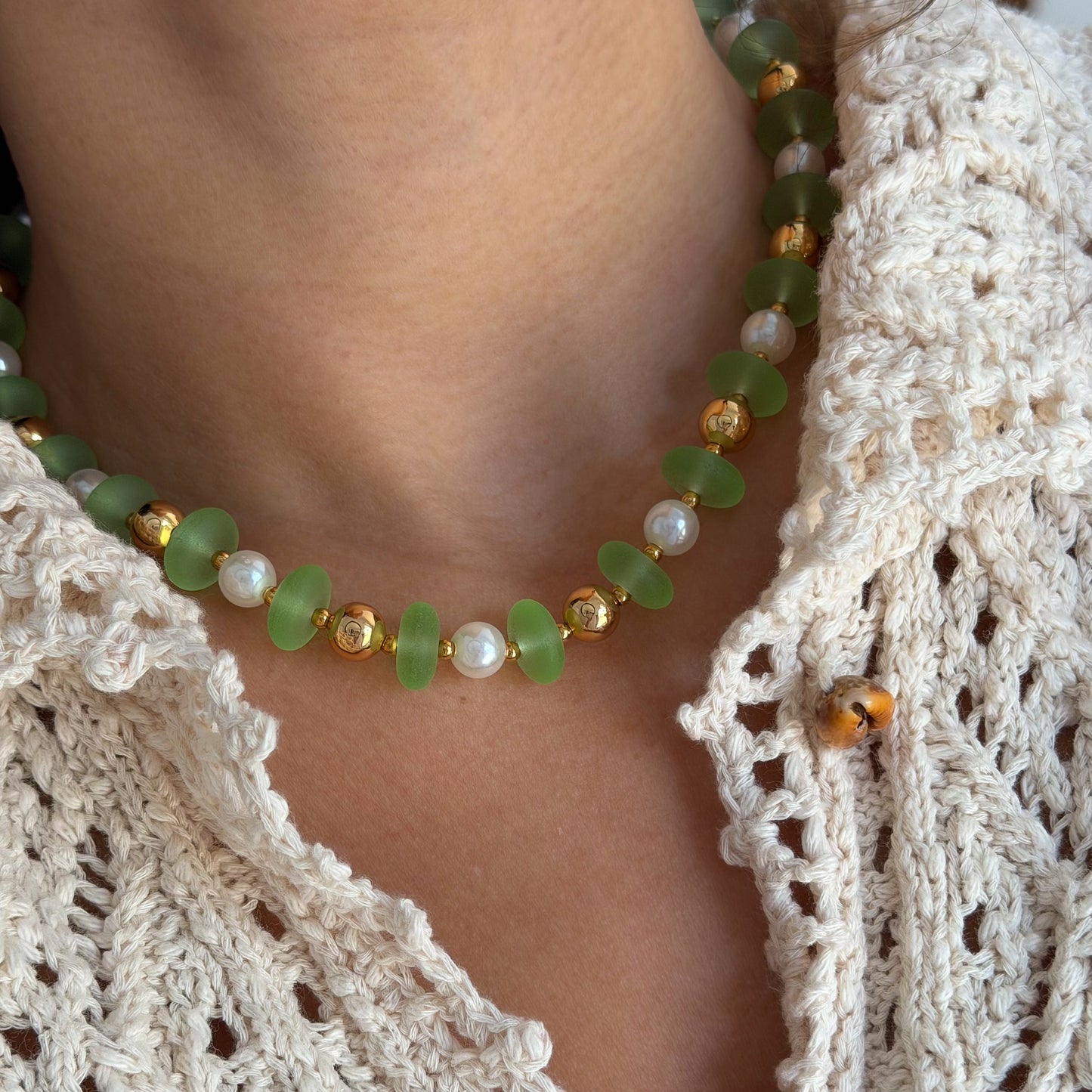 KIWI BEADED NECKLACE