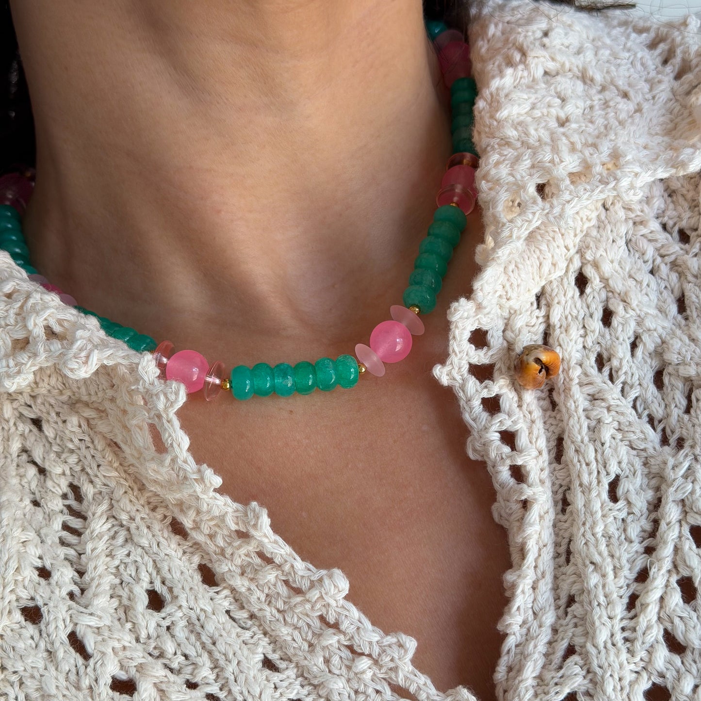 WATERMELON SUGAR BEADED NECKLACE