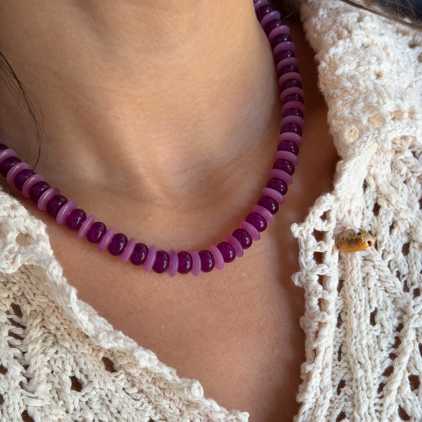 SWEET PLUM BEADED NECKLACE