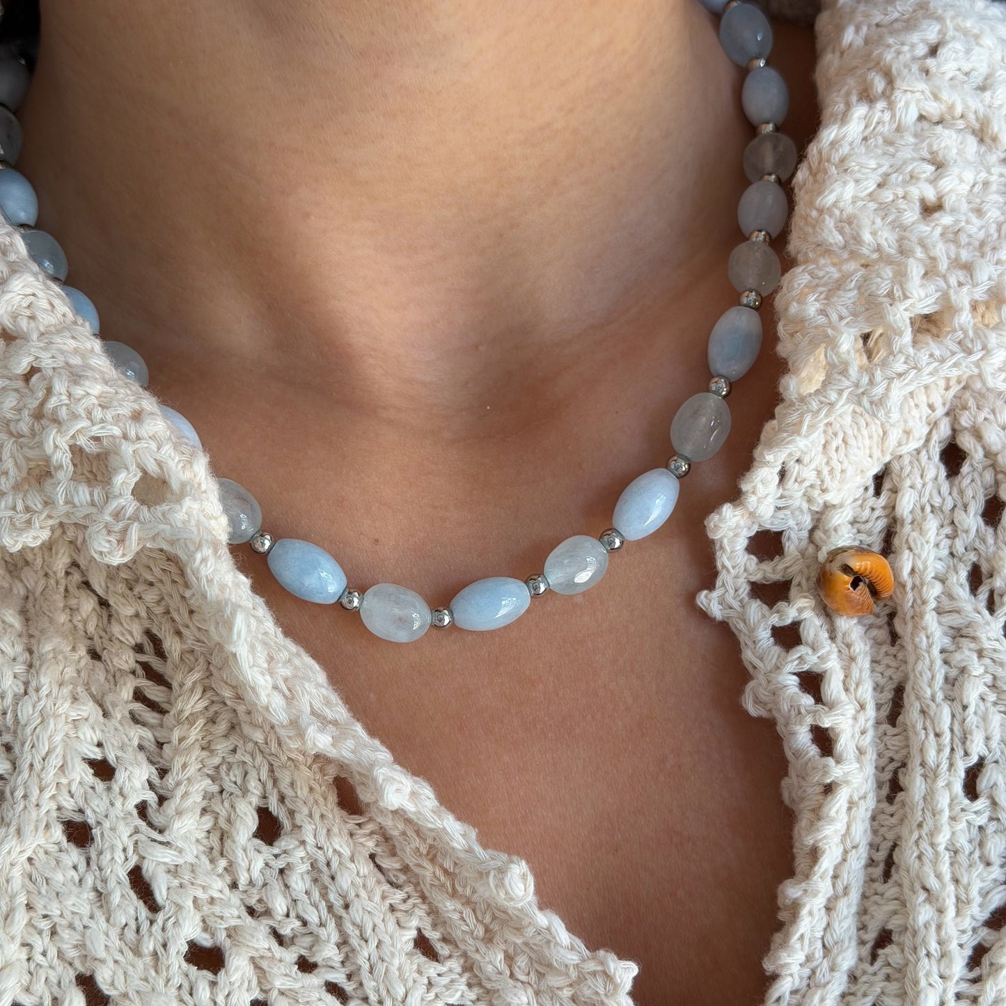 AQUAMARINE BEADED NECKLACE