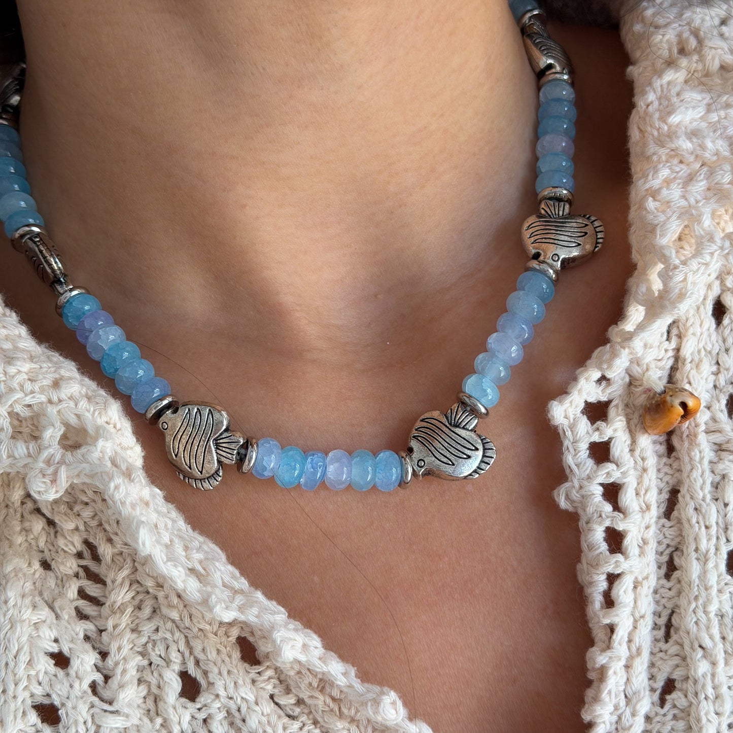 KEEP SWIMMING BEADED NECKLACE