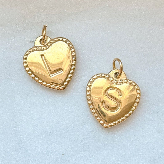 GOLD HEART INITIAL CHARM