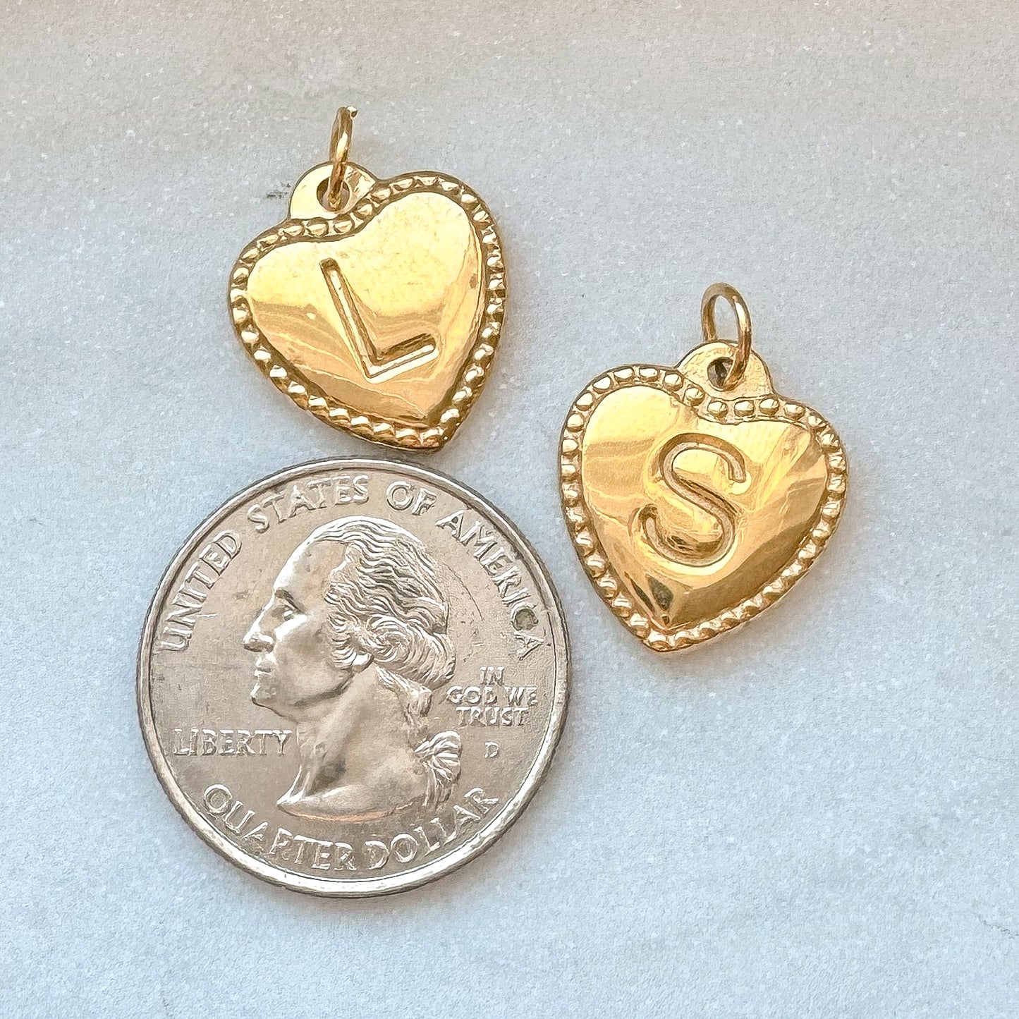 GOLD HEART INITIAL CHARM