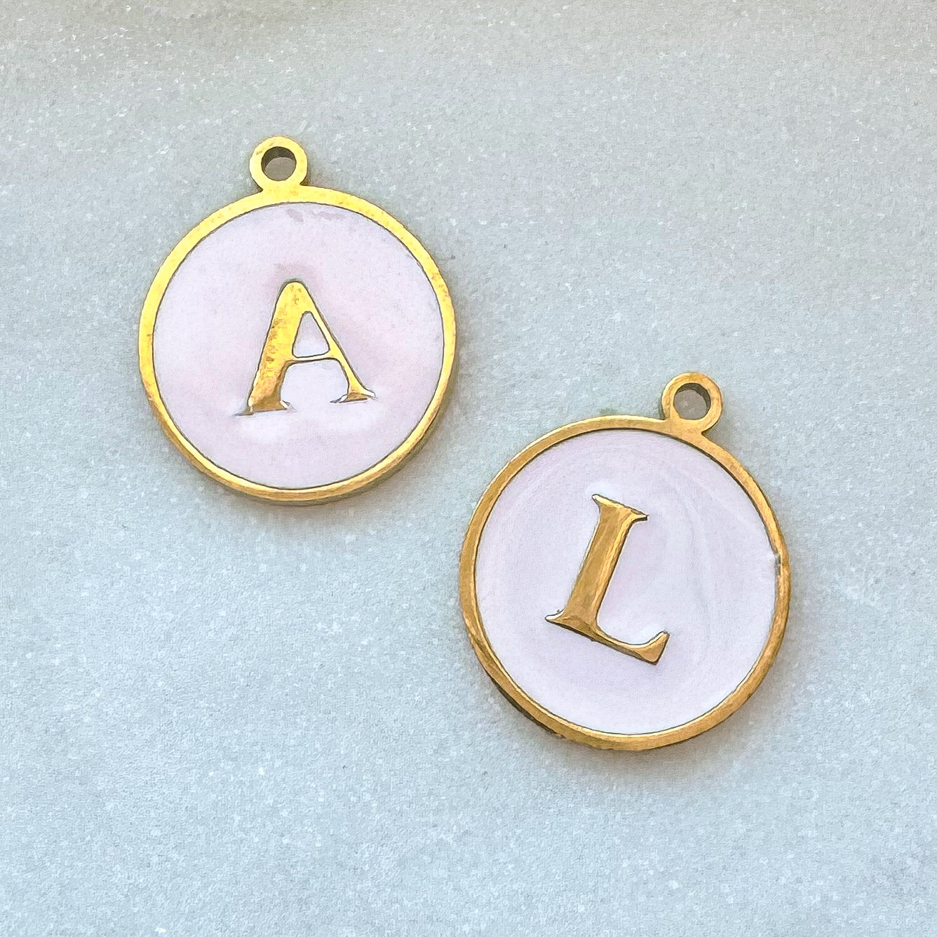 LIGHT PINK CIRCLE INITIAL CHARM