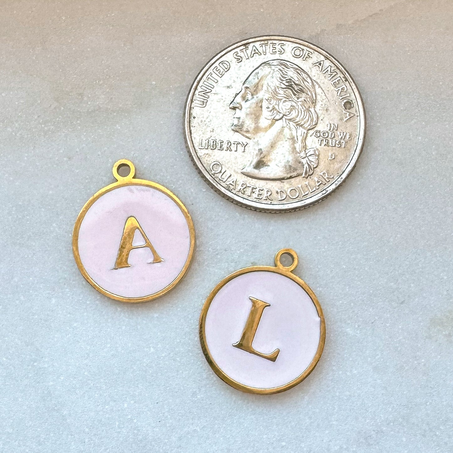 LIGHT PINK CIRCLE INITIAL CHARM