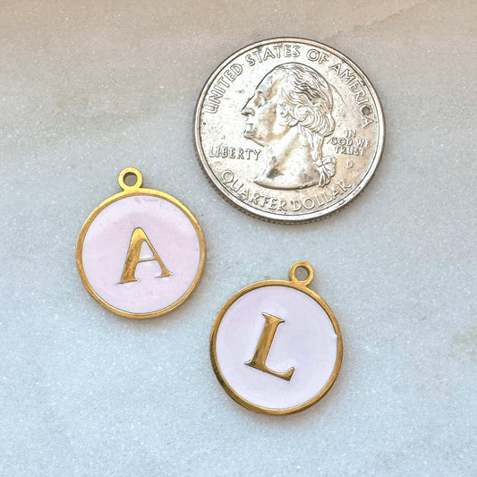 LIGHT PINK CIRCLE INITIAL CHARM