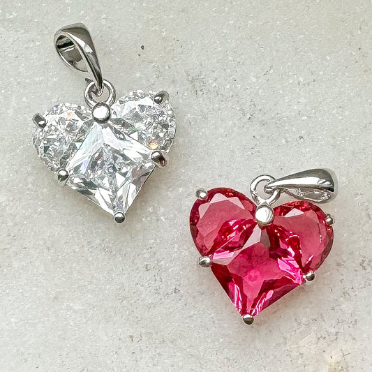 SILVER CZ HEART CHARM