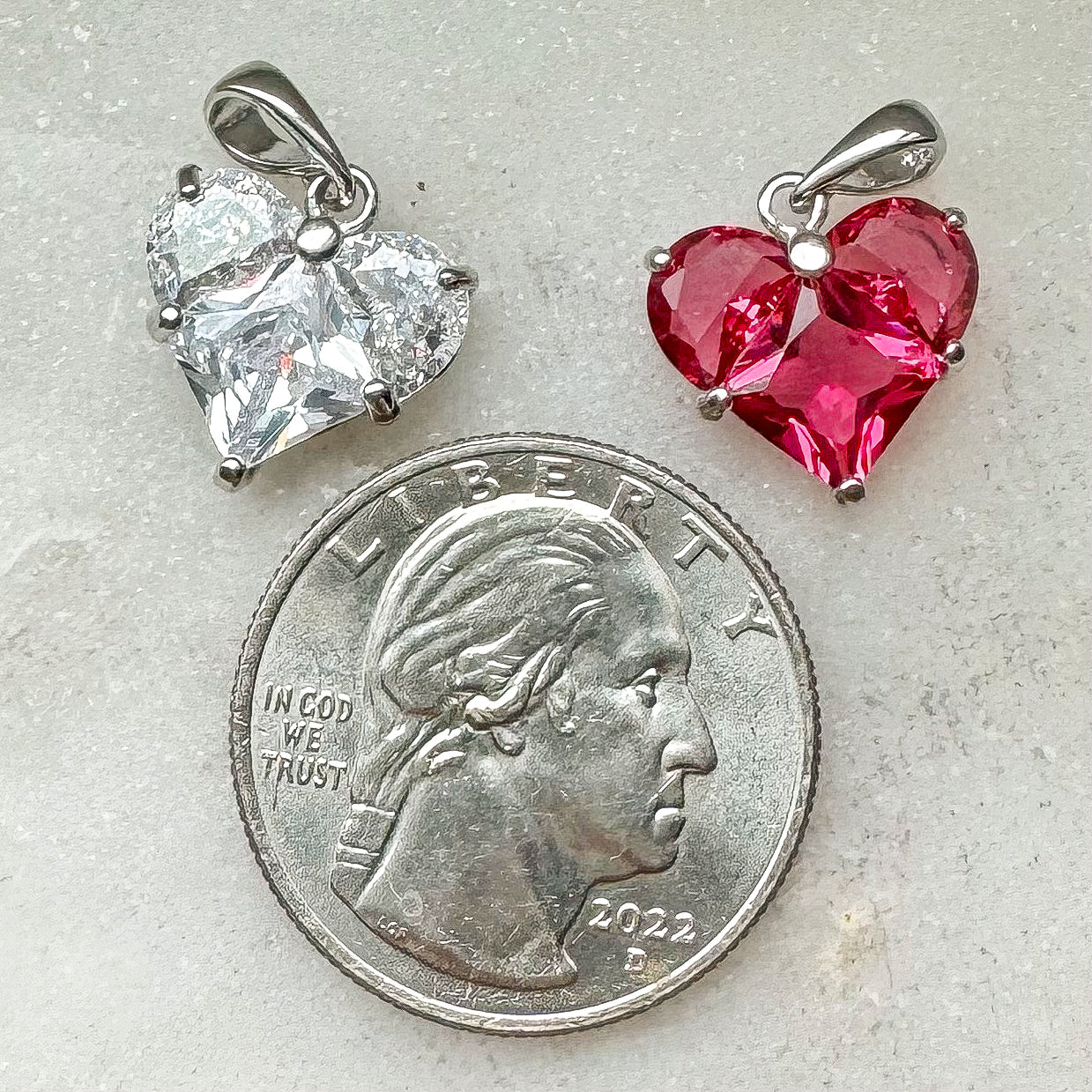 SILVER CZ HEART CHARM