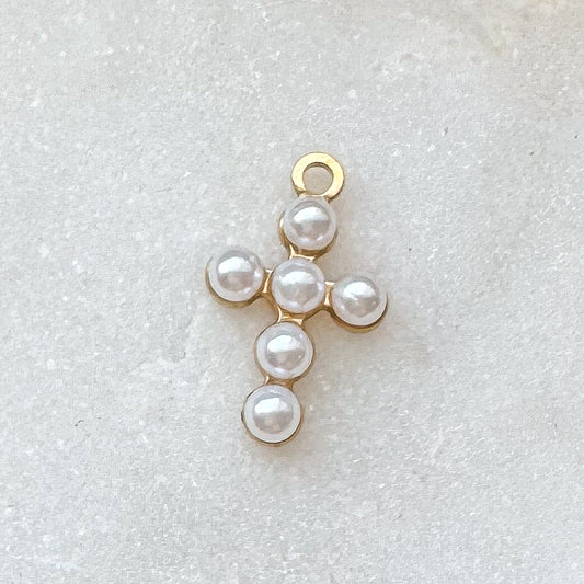 PEARL CROSS CHARM